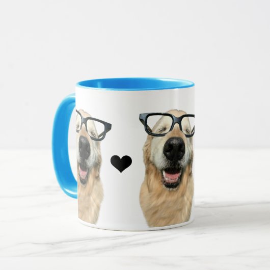 Happy Golden Retriever Dog in Nerd Glasses Mok (Voorkant links)