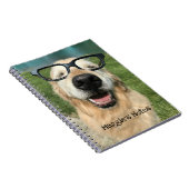 Happy Golden Retriever Dog in Nerd Glasses Notitieboek (Rechterzijde)