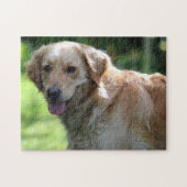 Happy Golden Retriever Dog Jigzaag Puzzle Legpuzzel (Horizontaal)