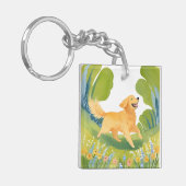 Happy Golden Retriever | Dog Watercolor Sleutelhanger (Voorkant Links)