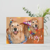 Happy Golden Retriever Dogs Birthday Party Kaart (Staand voorkant)
