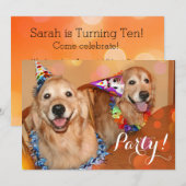 Happy Golden Retriever Dogs Birthday Party Kaart (Voorkant / Achterkant)