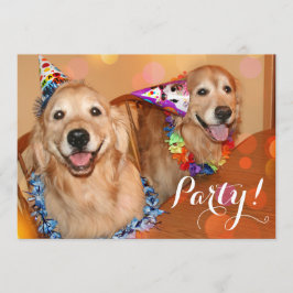 Happy Golden Retriever Dogs Birthday Party Kaart
