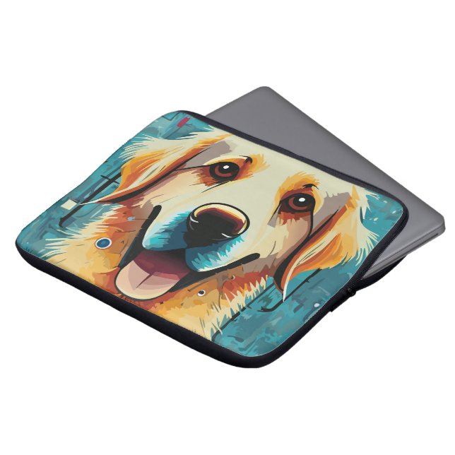 Happy Golden Retriever Laptop Sleeve (Voorkant top)