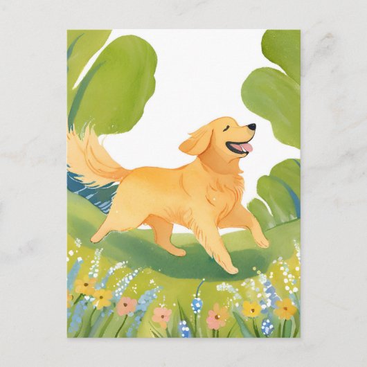 Happy Golden Retriever | licht Waterverf schilderi Briefkaart (Voorkant)