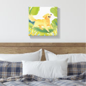 Happy Golden Retriever | licht Waterverf schilderi Canvas Afdruk (Insitu (Slaapkamer))