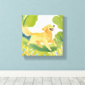 Happy Golden Retriever | licht Waterverf schilderi Canvas Afdruk (Insitu (Houten vloer))