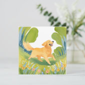Happy Golden Retriever | Lichte Waterverf Kaart (Staand voorkant)
