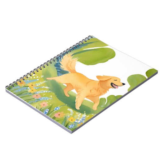 Happy Golden Retriever | Lichte Waterverf Kaart Notitieboek (Linkerzijde)