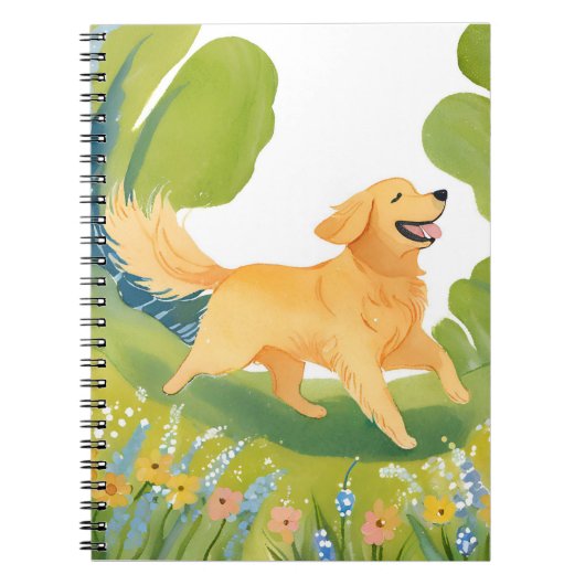 Happy Golden Retriever | Lichte Waterverf Kaart Notitieboek (Voorkant)