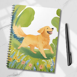 Happy Golden Retriever | Lichte Waterverf Kaart Notitieboek