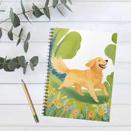 Happy Golden Retriever | Lichte Waterverf Kaart Notitieboek