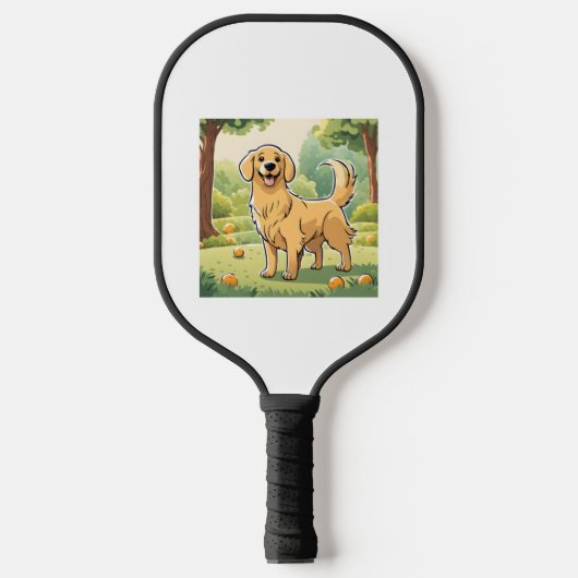 Happy Golden Retriever Pickleball Paddle (Voorkant)