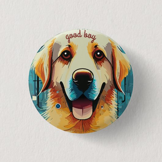 Happy Golden Retriever Ronde Button 3,2 Cm (Voorkant)