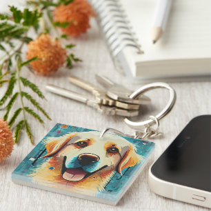 Happy Golden Retriever Sleutelhanger