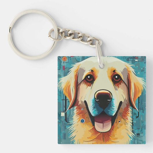 Happy Golden Retriever Sleutelhanger (voorkant)