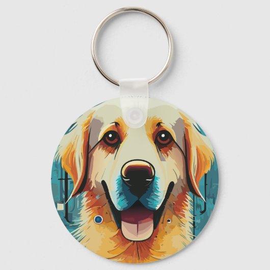 Happy Golden Retriever Sleutelhanger (Voorkant)
