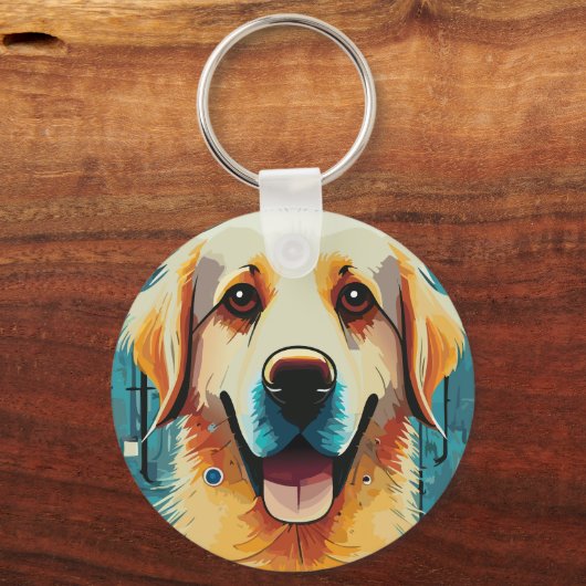 Happy Golden Retriever Sleutelhanger (Achterkant)