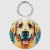 Happy Golden Retriever Sleutelhanger (Achterkant)
