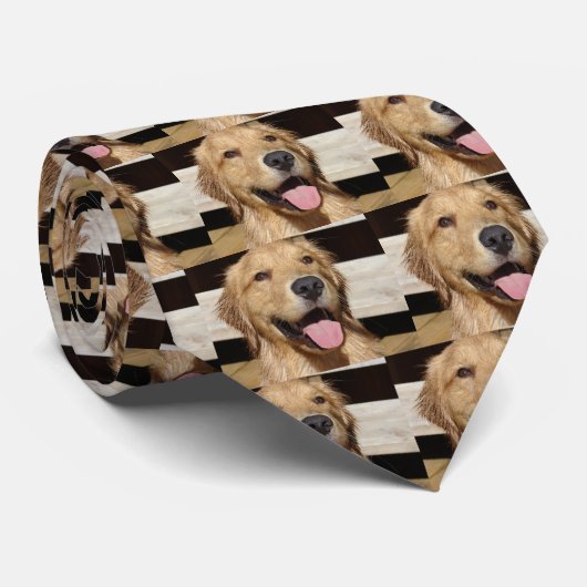 Happy Golden Retriever Stropdas (Opgerold)