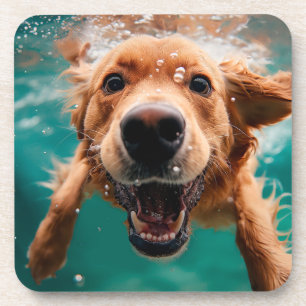 Happy Golden Retriever zwemmen onder water Bier Onderzetter