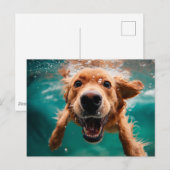 Happy Golden Retriever zwemmen onder water Briefkaart (Voorkant / Achterkant)