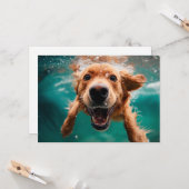 Happy Golden Retriever zwemmen onder water Kaart (Voorkant / Achterkant in situ)