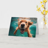 Happy Golden Retriever zwemmen onder water Kaart (Gele Bloem)