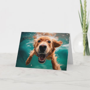 Happy Golden Retriever zwemmen onder water Kaart