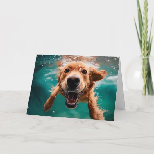 Happy Golden Retriever zwemmen onder water Kaart (Voorkant)