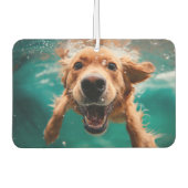 Happy Golden Retriever zwemmen onder water Luchtverfrisser (Voorkant)