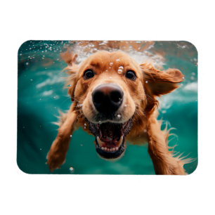 Happy Golden Retriever zwemmen onder water Magneet