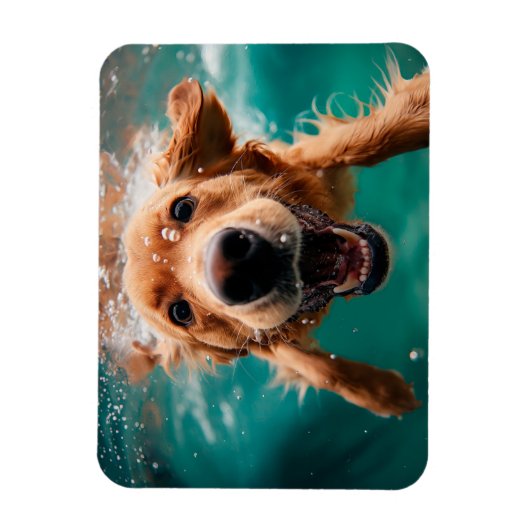 Happy Golden Retriever zwemmen onder water Magneet (Verticaal)