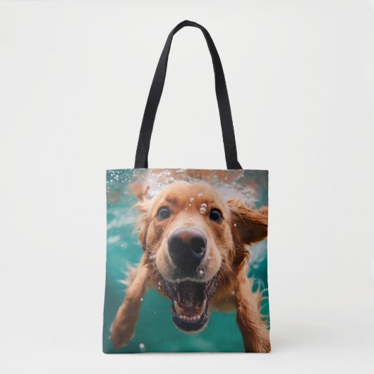 Happy Golden Retriever zwemmen onder water Tote Bag (Voorkant)
