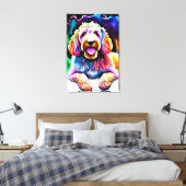 Happy Goldendoodle Kleurrijke Joyful Doodle Dog Canvas Afdruk (Insitu (Slaapkamer))