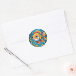 Happy Goldfish Ronde Sticker