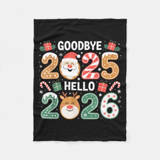 Happy Goodbye 2025 Hello 2026 Festive New Year Loo Fleece Deken (Voorkant)