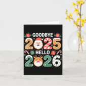 Happy Goodbye 2025 Hello 2026 Festive New Year Loo Kaart (Gele Bloem)