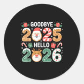 Happy Goodbye 2025 Hello 2026 Festive New Year Loo Ronde Sticker (Voorkant)
