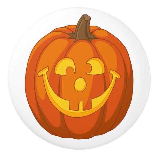 Happy Goofy Jack O Lantern Halloween Pumpkin Face Keramische Knop (Voorkant)