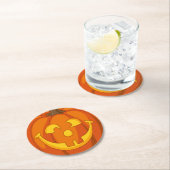 Happy Goofy Jack O Lantern Halloween Pumpkin Face Ronde Kartonnen Onderzetter (Insitu)