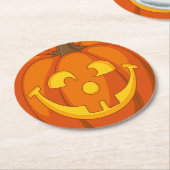 Happy Goofy Jack O Lantern Halloween Pumpkin Face Ronde Kartonnen Onderzetter (Gebogen)