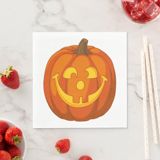 Happy Goofy Jack O Lantern Halloween Pumpkin Face Servet (Insitu)