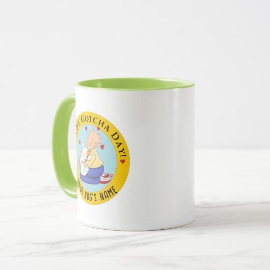 Happy Gotcha Day Mok Personaliseer het ook (Voorkant links)