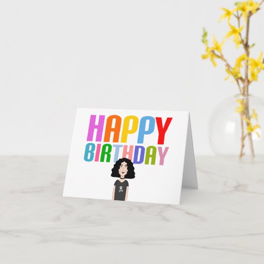 Happy Gothic Birthday Kaart (Gele Bloem)