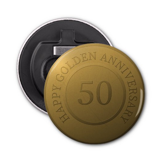 Happy gouden bruiloft button flesopener (Voorkant)