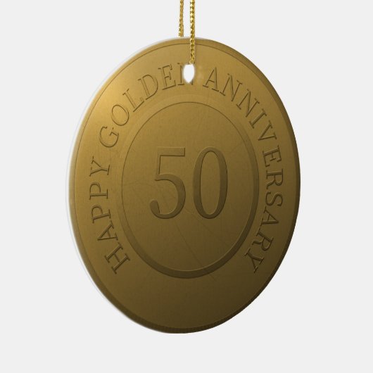 Happy gouden bruiloft keramisch ornament (Rechts)