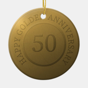 Happy gouden bruiloft keramisch ornament