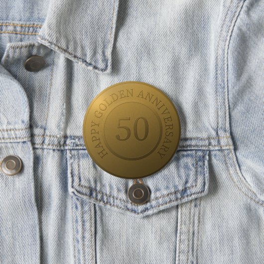 Happy gouden bruiloft ronde button 7,6 cm (In situ)