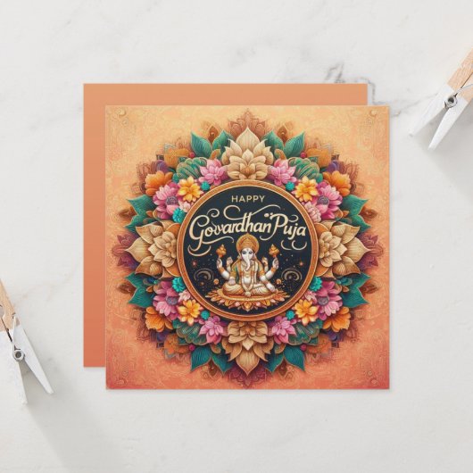 Happy Govardhan Puja Kaart (Voorkant / Achterkant in situ)